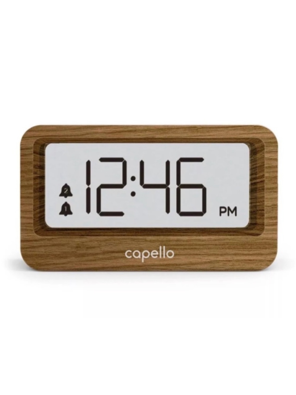 Capello Window Alarm Clock with USB Charger and Translucent Time Display - Brown